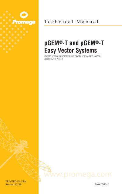 402x640 Pgem T And Pgem T Easy Vector Systems Technical