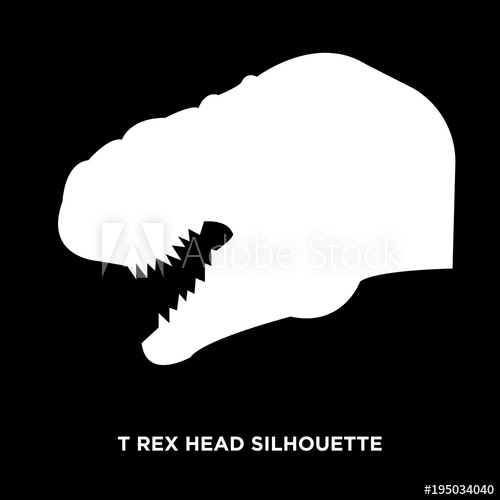 500x500 White T Rex Head Silhouette On Black Background