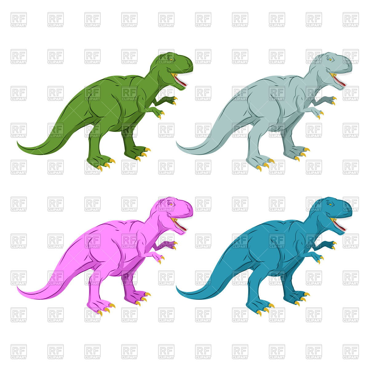 Set Of Multicolored Dinosaur, Tyrannosaurus Rex Vector Image 1200x1200 Set Of Multicolored Dinosaur, Tyrannosaurus Rex Vector Image