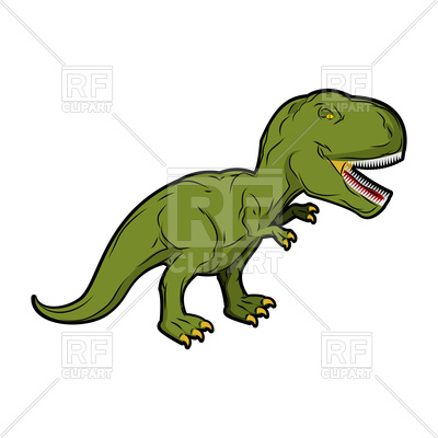 400x400 Scary Cartoon Dinosaur, Green Tyrannosaurus Rex Vector Image