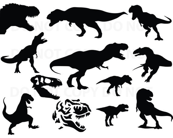 570x456 T Rex Bundle Dinosaur Vector Images Silhouette Clip Art Etsy