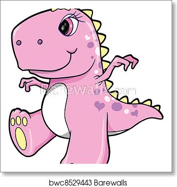 362x382 Cute Pink Girl Dinosaur T Rex Art Print Barewalls Posters