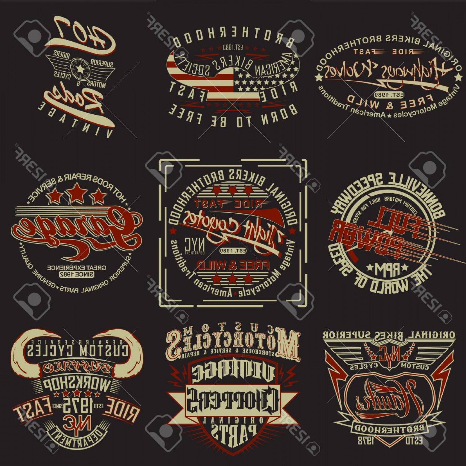 1558x1560 Photostock Vector Set Of T Shirt Graphic Designs Vintage Print