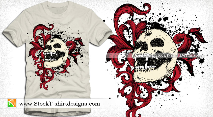 860x473 Vector Graphics T Shirt Design With Skull And Floral Vector T