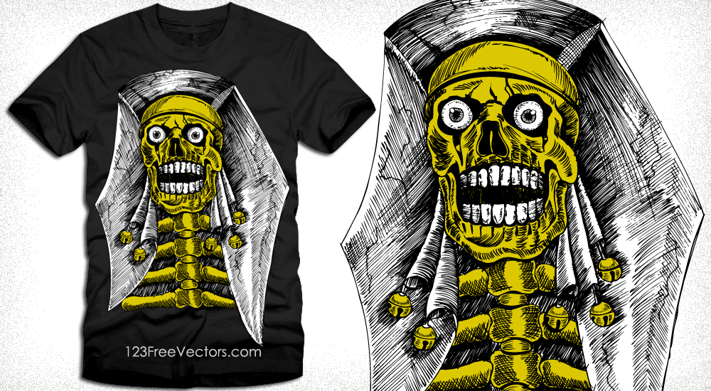 1000x550 Vector T Shirt Graphics With Skeleton Skull