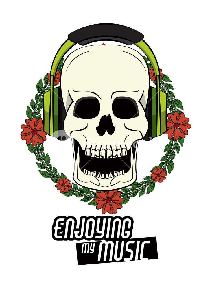 Cool Skull With Flowers And Message For Tshirt Print Vector 733x1000 Cool Skull With Flowers And Message For Tshirt Print Vector