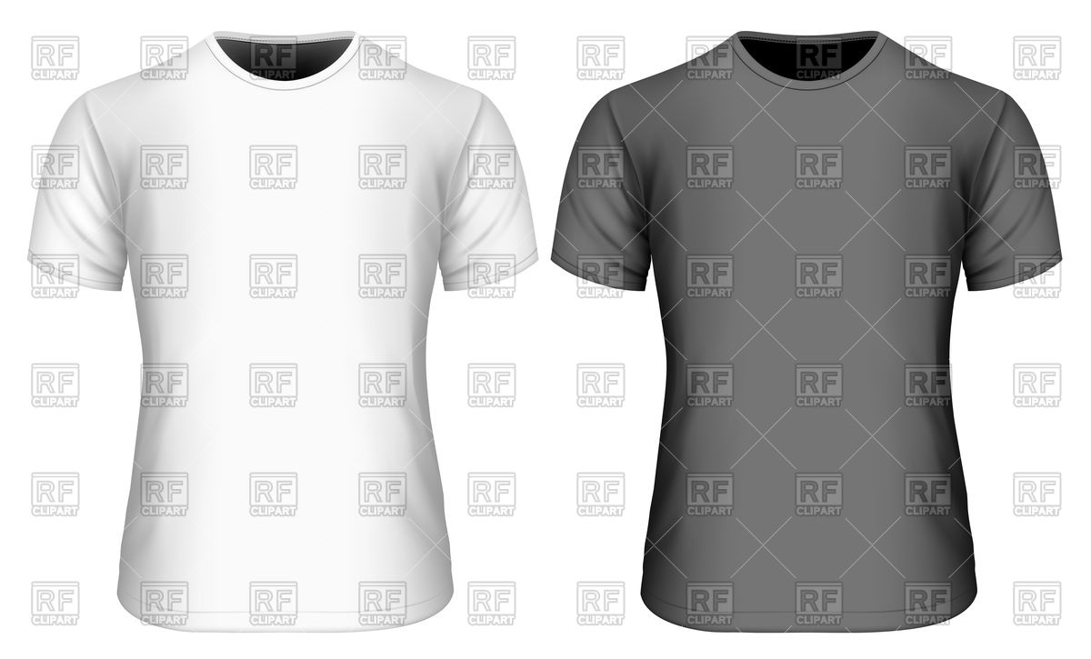 1200x725 Men's Short Sleeve Black And White T Shirt Vector Image Of Objects