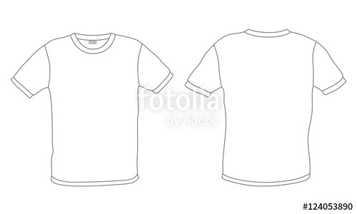 500x300 White Men's T Shirt Template Vector, Front And Back View Stock