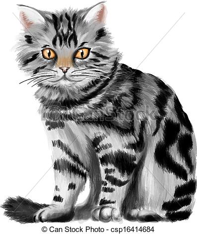 397x470 Free Collection Of Kitten Clipart Striped Cat Download