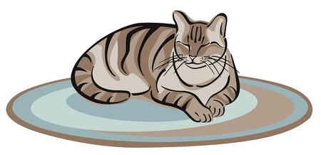 450x218 A Vector Illustration Of A Tabby Cat Napping On A Rug Royalty