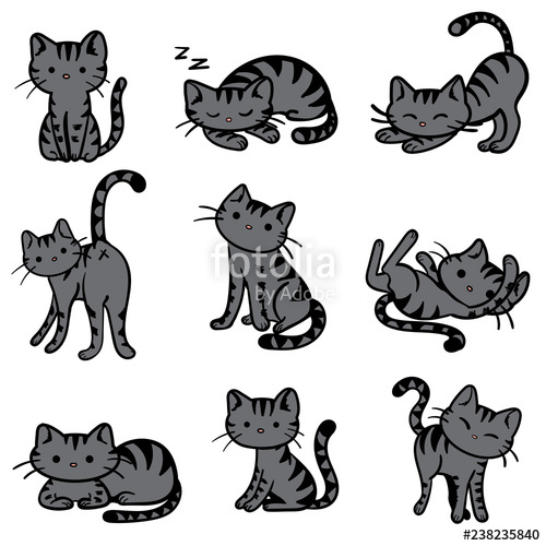 500x500 Vector Illustration Of Gray Tabby Cats Stock Image And Royalty
