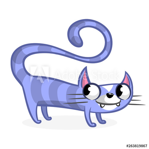 500x500 Cartoon Sitting Blue And Striped Tabby Cat Vector Illustration