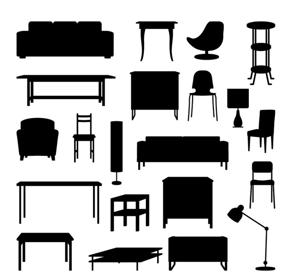 Tables And Chairs Vector Silhouettes Images 600x577 Tables And Chairs Vector Silhouettes Images