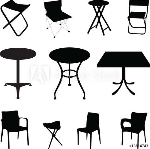 Chair And Table Silhouette Vector 500x499 Chair And Table Silhouette Vector