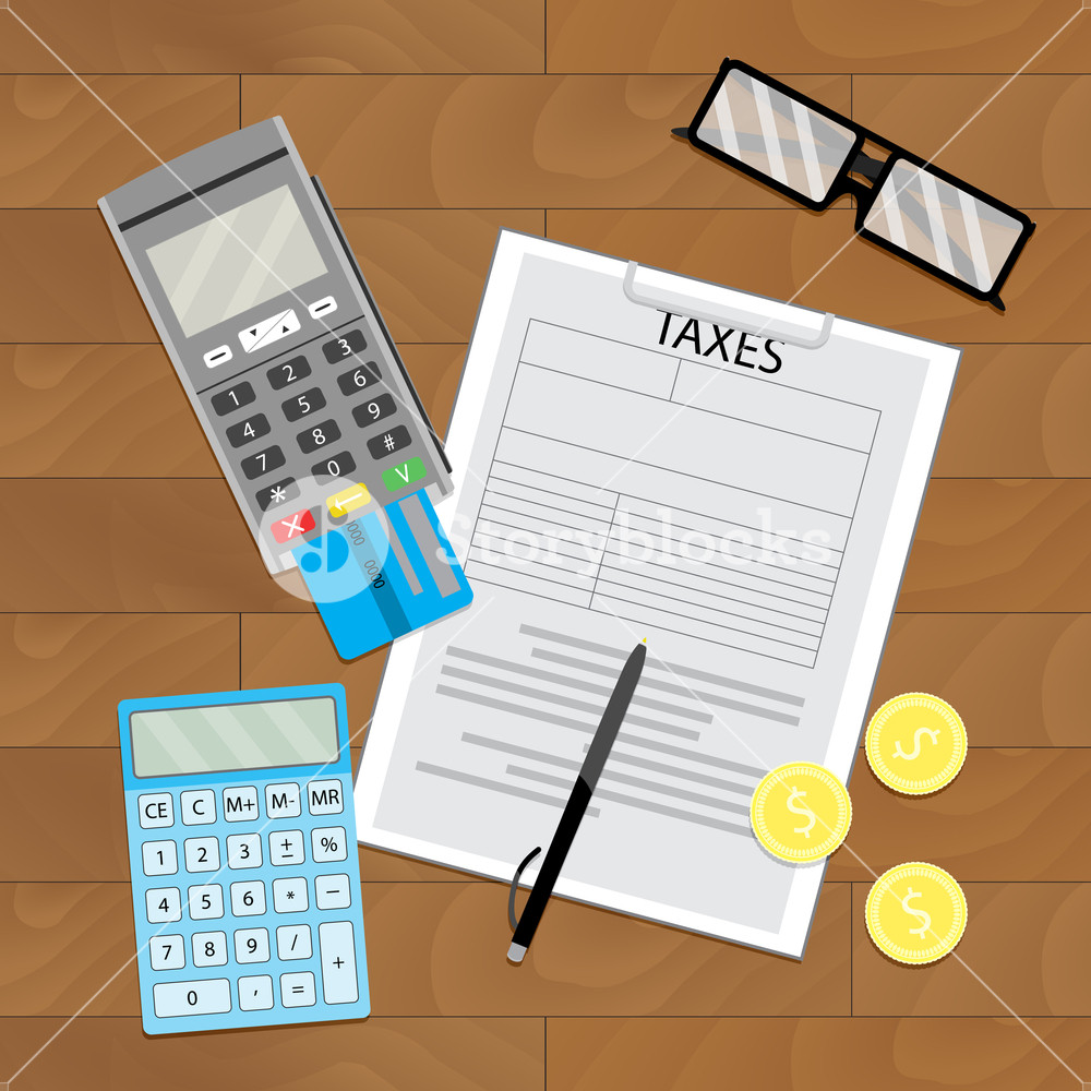 Earning And Counting Money Wooden Table Top View Vector 1000x1000 Earning And Counting Money Wooden Table Top View Vector