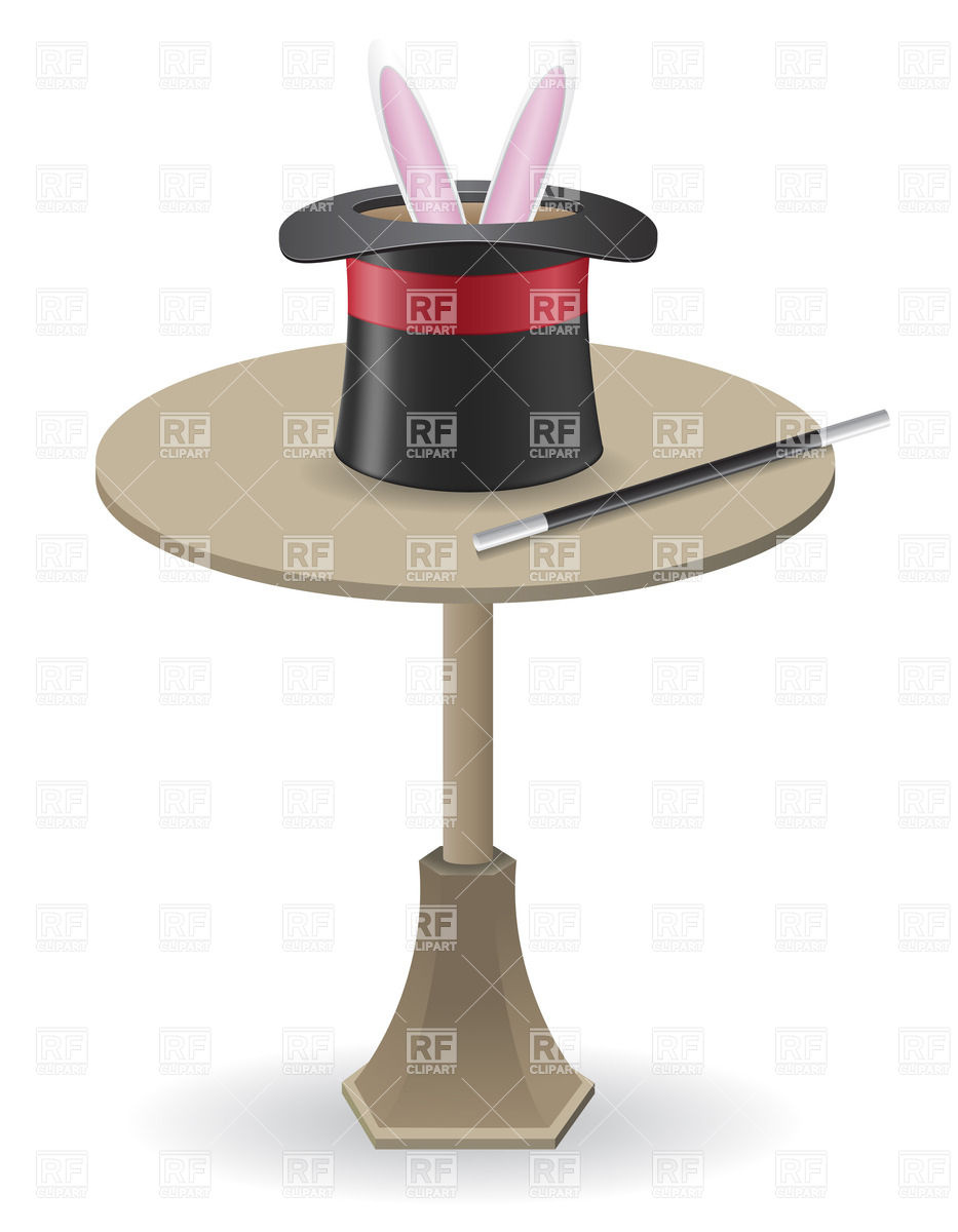 Rabbit In The Top Hat On The Table Vector Image Of Objects 933x1200 Rabbit In The Top Hat On The Table Vector Image Of Objects