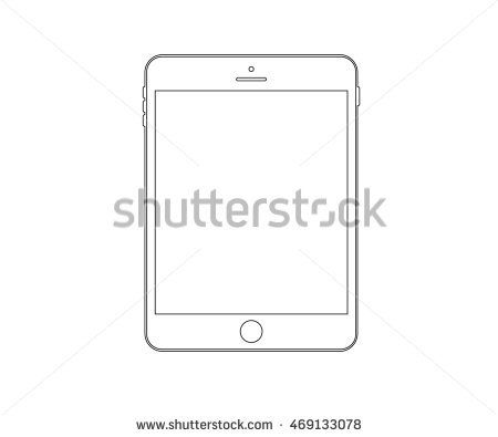 450x395 Outline Drawing Tablet Icon, Digital Phone Logo Vector