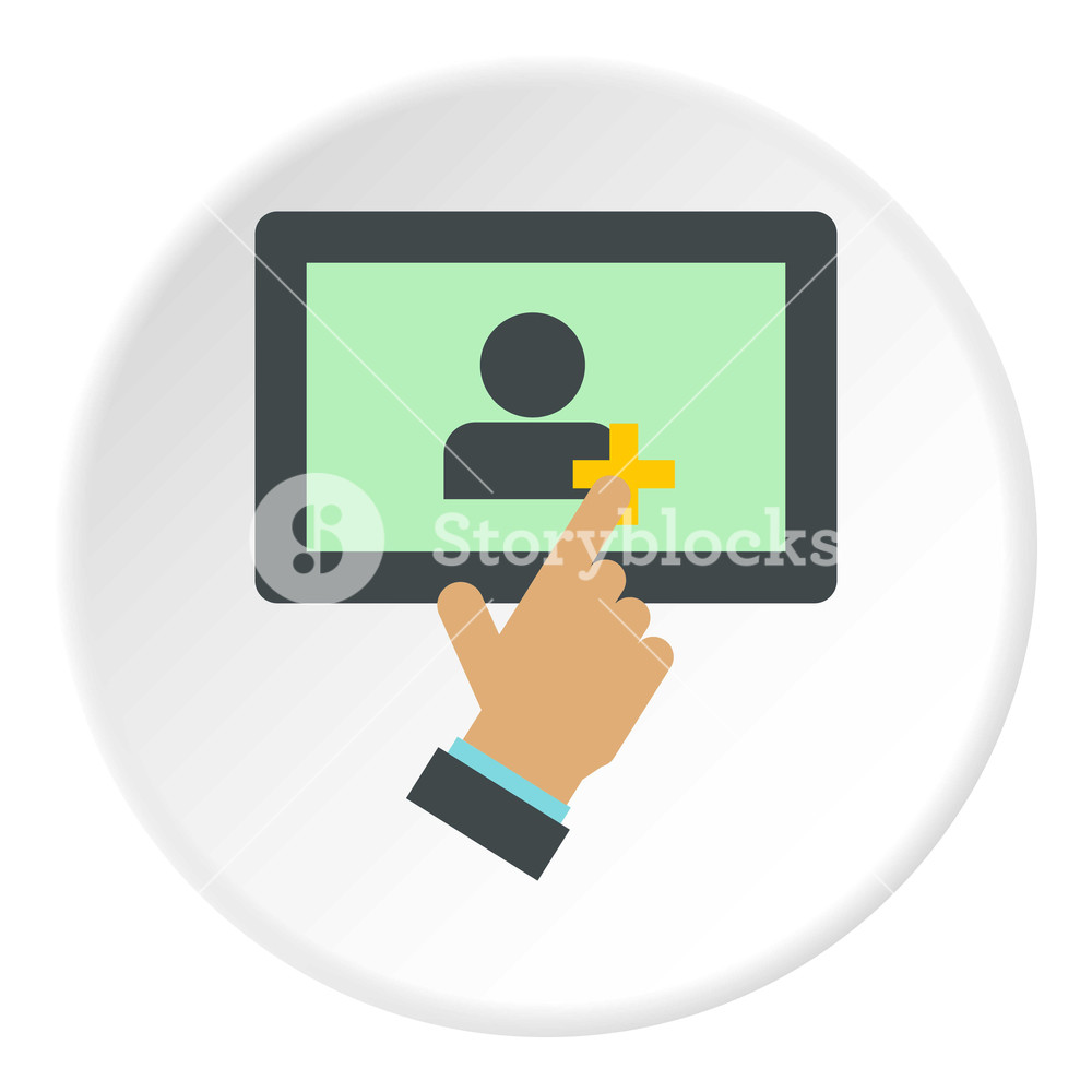 1000x1000 Adding Friends On The Tablet Icon In Flat Circle Isolated Vector