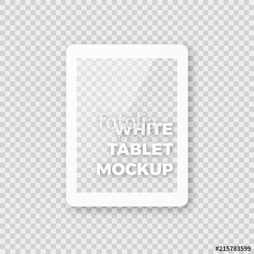 500x500 Realistic White Tablet Vector Mockup Shiny Clean White Pad Ebook