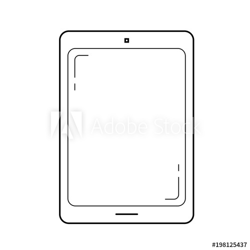 500x500 Tablet Vector Line Icon Isolated On White Background Digital