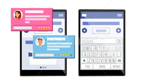 600x337 Client Testimonial On Tablet Vector Speech Bubbles Customer