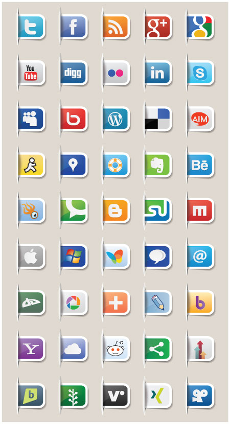 450x830 Free Exclusive Paper Tabs Vector Social Media Icons Designfreebies