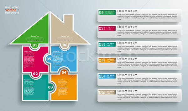 600x355 Puzzle Pieces House Tabs Vector Illustration