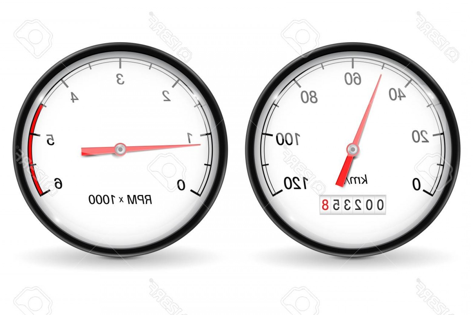 1560x1039 Photostock Vector Speedometer And Tachometer White Car Dashboard