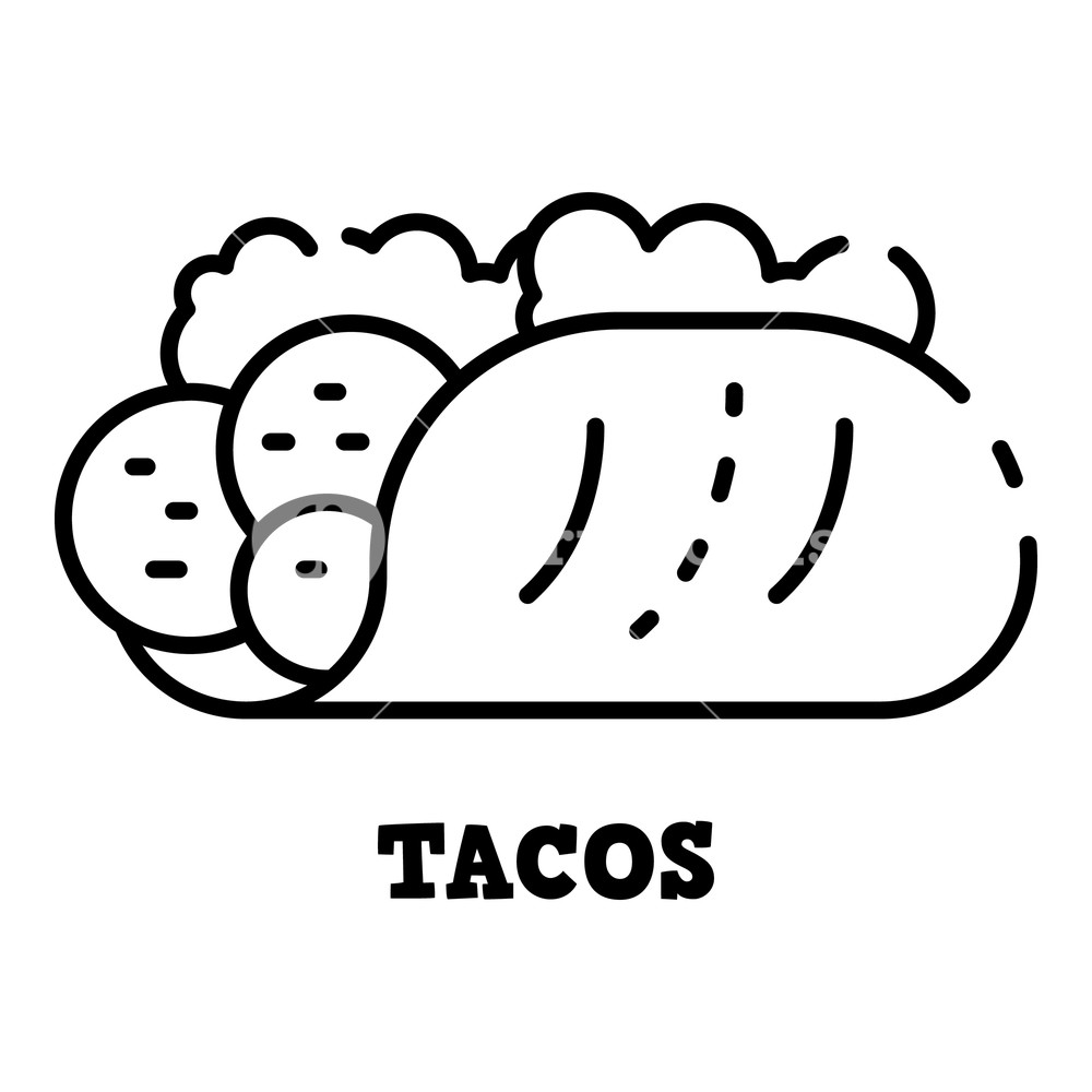 1000x1000 Tacos Icon Outline Tacos Vector Icon For Web Design Isolated