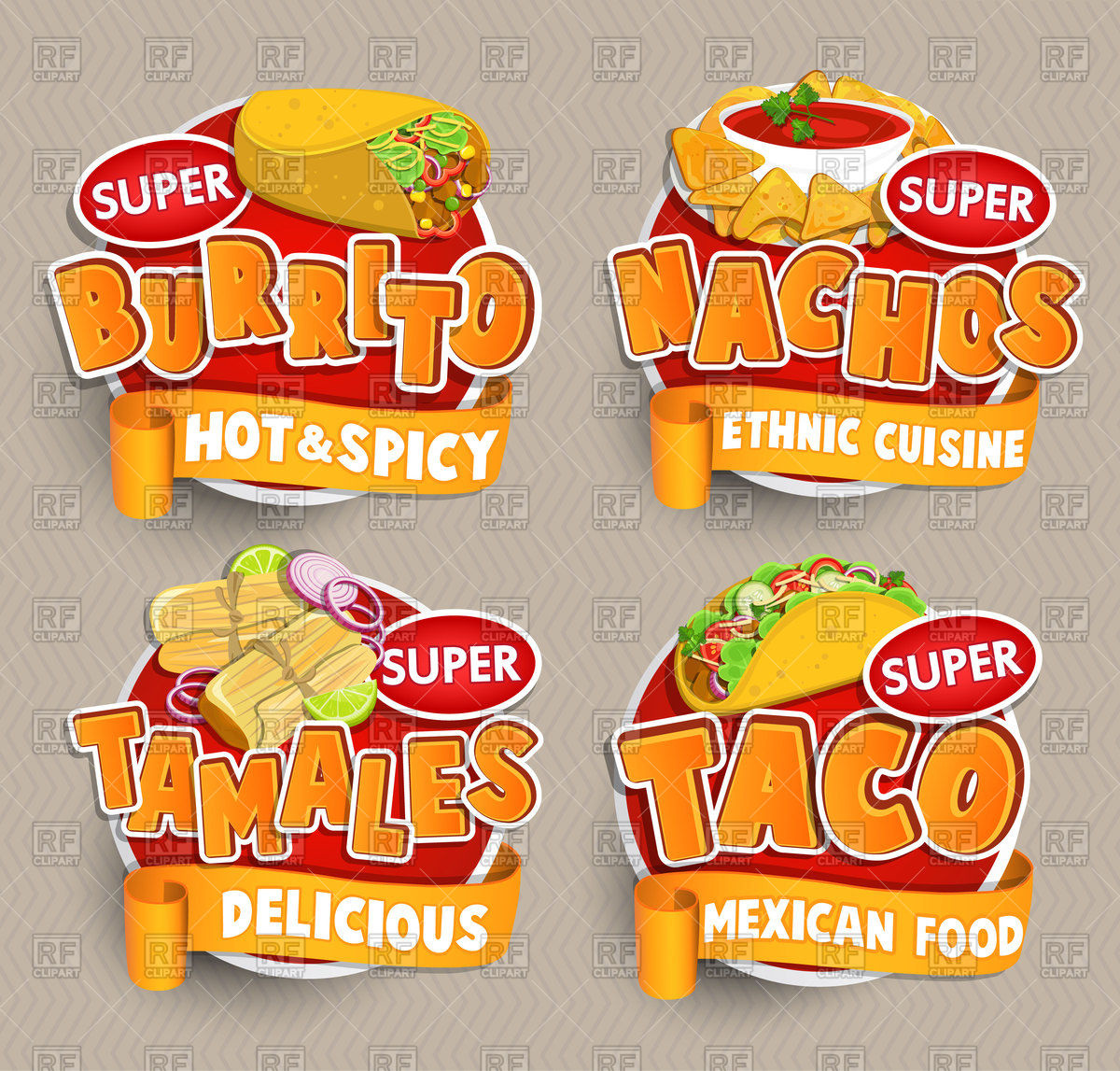 1200x1147 Set Of Traditional Mexican Food Logo, Food Label Or Sticker