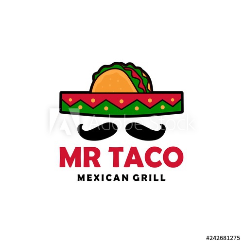 500x500 Mr Taco Sombrero Hat Mustache Logo Vector Icon Illustration