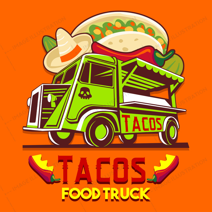 690x690 Food Truck Taco Mexican Fast Delivery Service Vector Logo