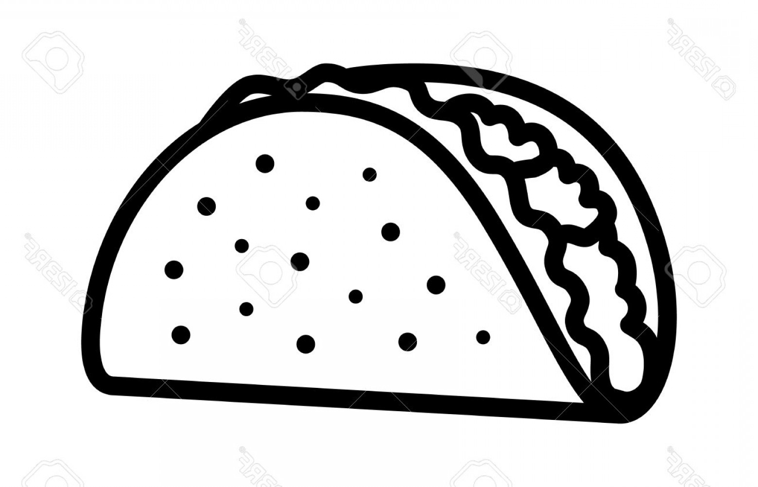 1560x1002 Photostock Vector Taco With Tortilla Shell Mexican Lunch Line Art