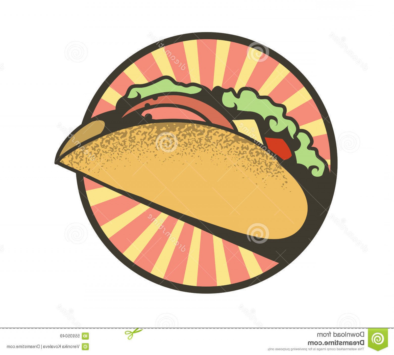 1560x1407 Stock Illustration Round Emblem Tacos Vector Illustration Image