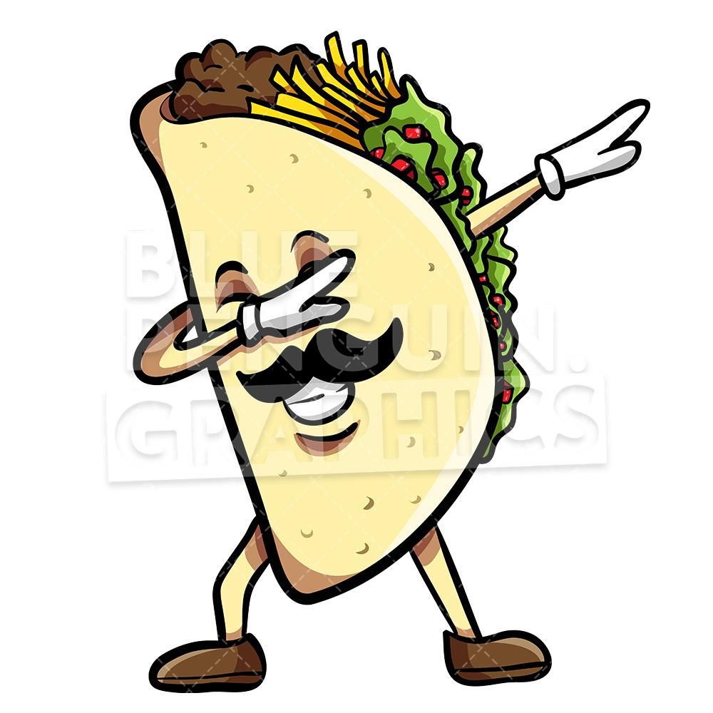 1000x1000 Taco Dabbing With Sombrero Mexican Vector Cartoon Clipart
