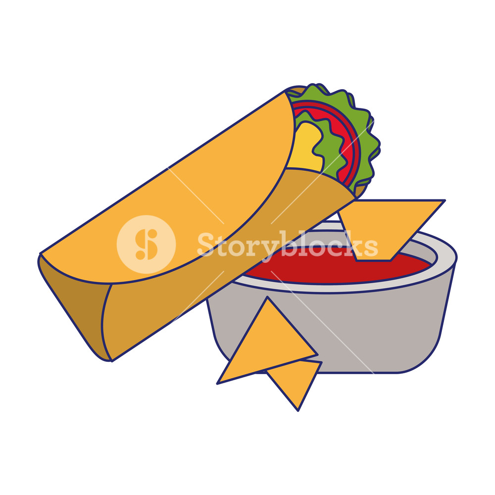 1000x1000 Mexican Taco And Nachos With Chilli Food Vector Illustration