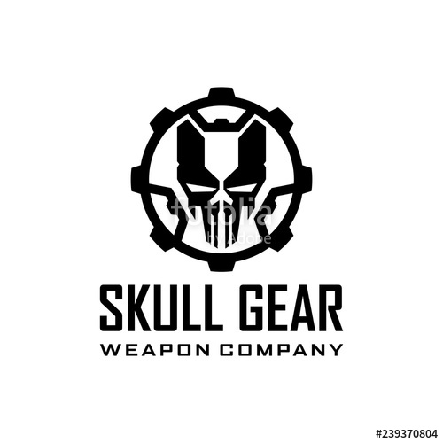 500x500 Skull Gear Weapon Company Military Tactical Logo Design Template