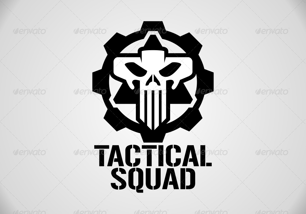 1000x699 Tactical Squad Skull Logo Template