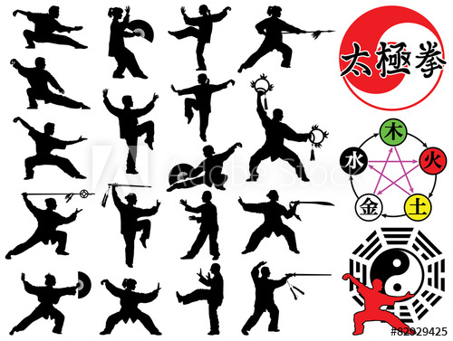Tai Chi Chuan Symbols And Silhouettes Vector Collection 500x377 Tai Chi Chuan Symbols And Silhouettes Vector Collection