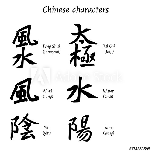Chinese Characters Feng Shui, Wind, Yin, Tai Chi, Water, Yang 500x500 Chinese Characters Feng Shui, Wind, Yin, Tai Chi, Water, Yang