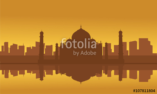 500x300 Silhouette Of Taj Mahal And City Stock Image And Royalty Free