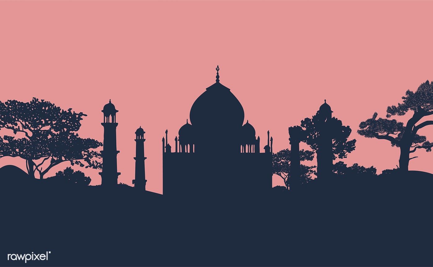 1400x862 Silhouette Of The Taj Mahal Vector Free Image