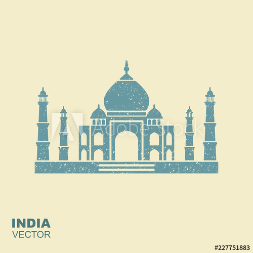 500x500 Taj Mahal Silhouette Flat Icon With Scuffing Effect