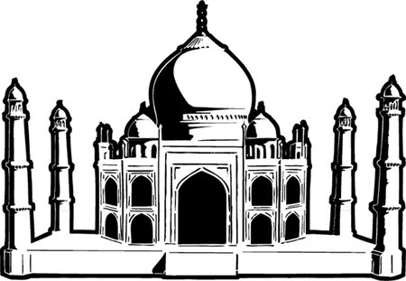 450x311 Taj Mahal Temple Silhouette Royalty Free Vector Graphics