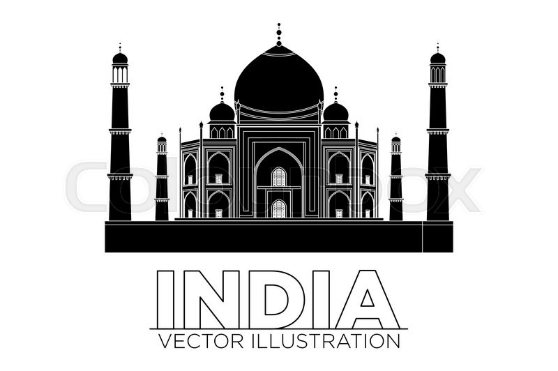 800x532 Taj Mahal Temple Silhouette Vector Stock Vector Colourbox