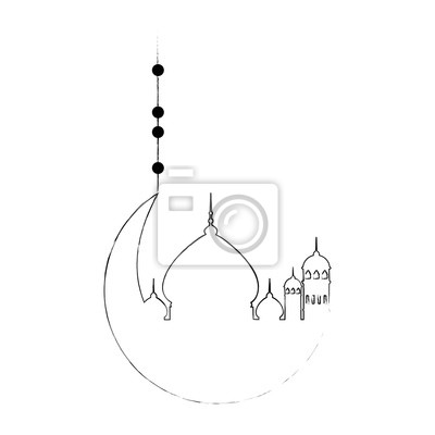 400x400 Moon And Taj Mahal Silhouette Vector Illustration Design Wall