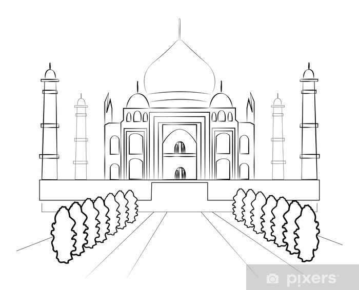Taj Mahal Vector Sketch Wall Mural We Live To Change 700x566 Taj Mahal Vector Sketch Wall Mural We Live To Change