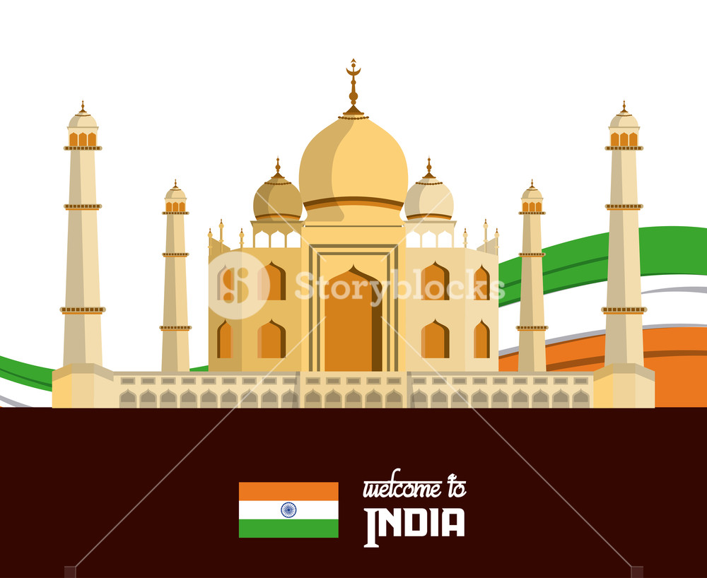 India Travel Card With Taj Mahal Vector Illustration Graphic 1000x818 India Travel Card With Taj Mahal Vector Illustration Graphic