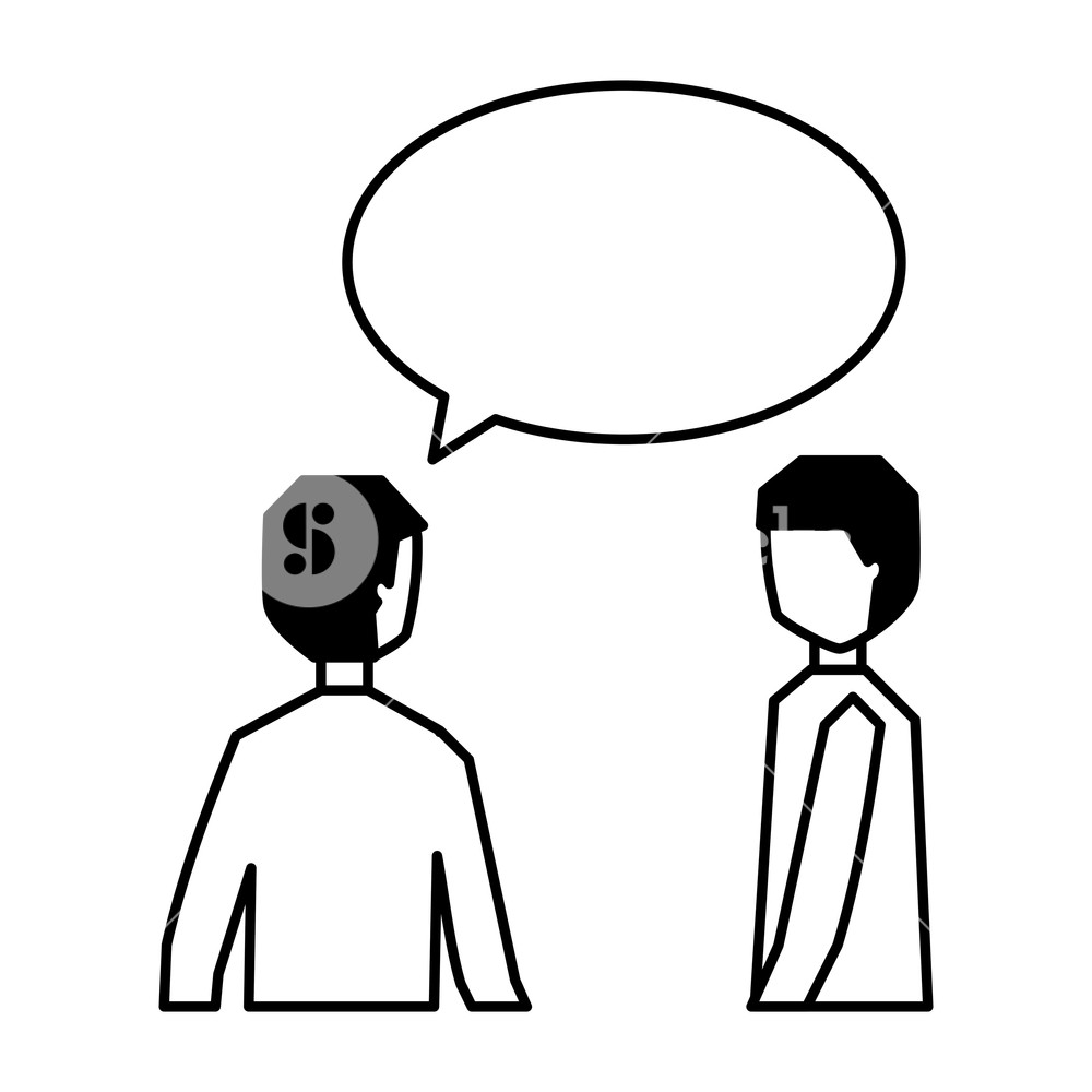 1000x1000 Two Man Talking Speech Bubble Vector Illustration Royalty Free