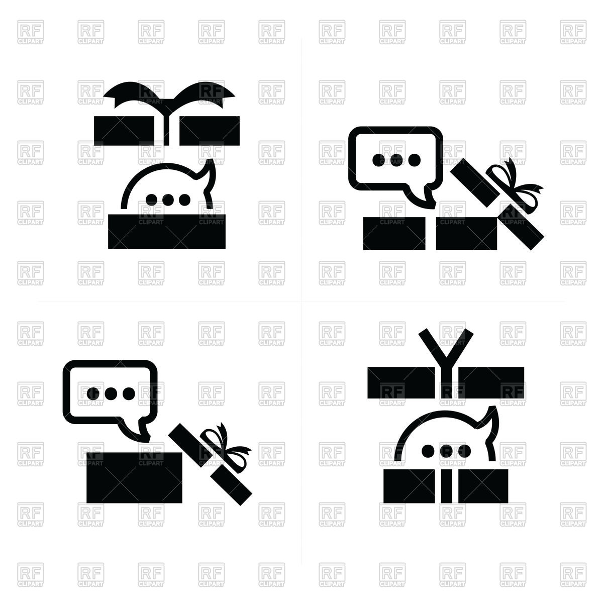 1200x1200 Set Of Gift And Bubble Talk Icons Vector Image Of Icons